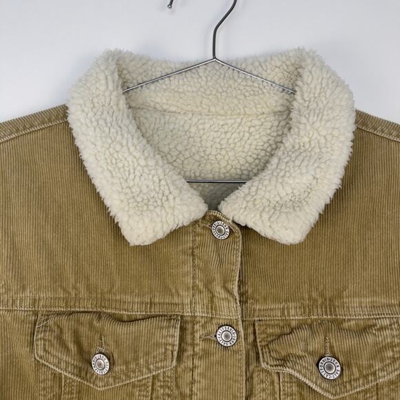 Brandy Melville John Galt Tan Corduroy Sherpa Lined Jacket Small - Picture 5 of 15